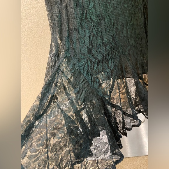 VTG  Y2K JASMINE BY KVM  Black Lace sheer Gothic Maxi Dress Beaded Trim Flapper - Picture 12 of 17